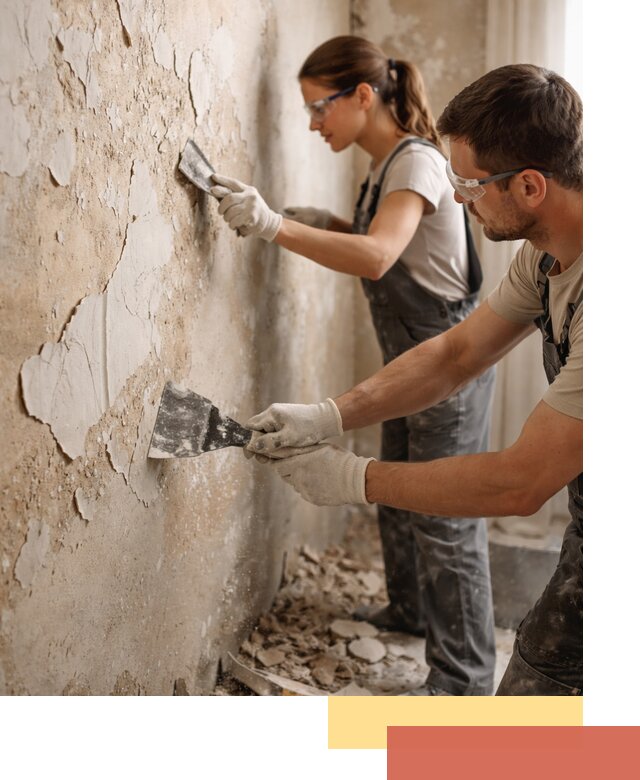 Снятие старой шпаклевки и подготовка поверхностей в Сургуте