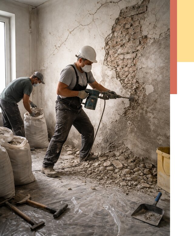 Демонтаж штукатурки со стен в Сургуте от 7360 руб/м² — быстро и недорого | ОТДЕЛОЧНИК-Срг