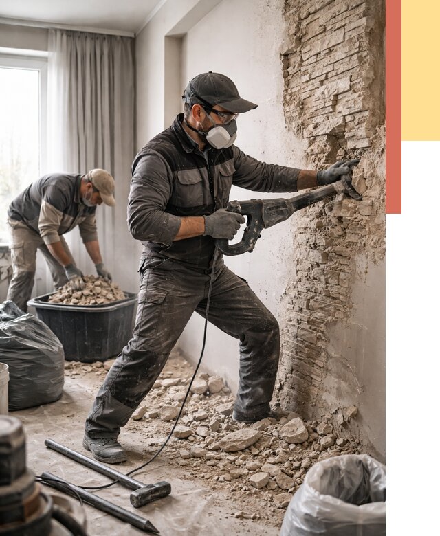 Демонтаж декоративного камня в Сургуте от 1482 руб/м² — быстро и недорого | ОТДЕЛОЧНИК-Срг