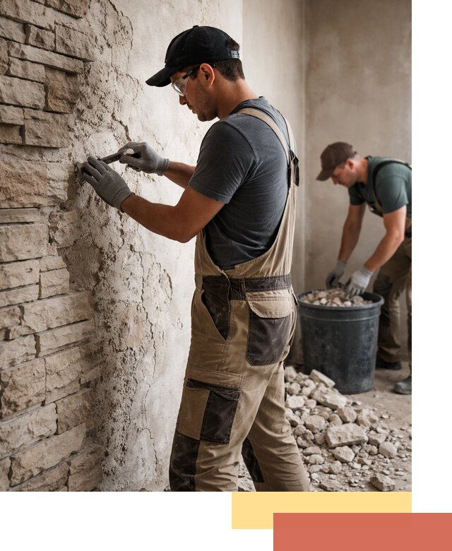 Демонтаж декоративного камня в Сургуте профессионально и безопасно