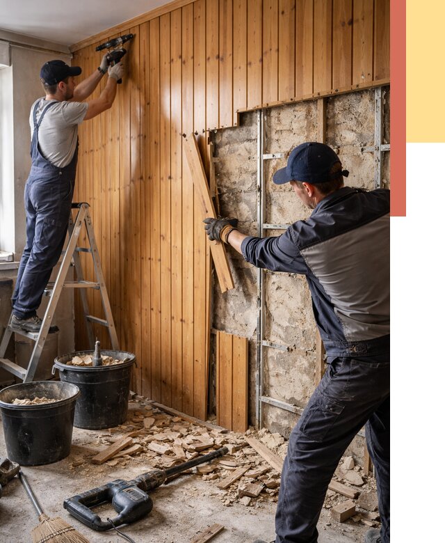 Демонтаж вагонки со стен в Сургуте от 1482 руб. — снятие, удаление, срочно | ОТДЕЛОЧНИК-Срг