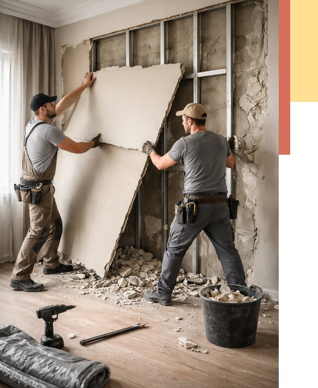 Демонтаж гипсокартона со стен в Сургуте от 358 руб. — услуги демонтажа | ОТДЕЛОЧНИК-Срг