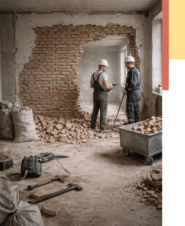 Демонтаж кирпичных стен в Сургуте от 4293 руб. — быстро, недорого, под ключ | ОТДЕЛОЧНИК-Срг