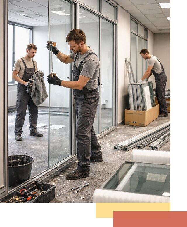 Демонтаж стеклянных перегородок в Сургуте быстро и безопасно