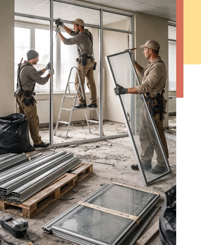 Демонтаж алюминиевых перегородок в Сургуте от 4293 руб. — быстро и недорого | ОТДЕЛОЧНИК-Срг