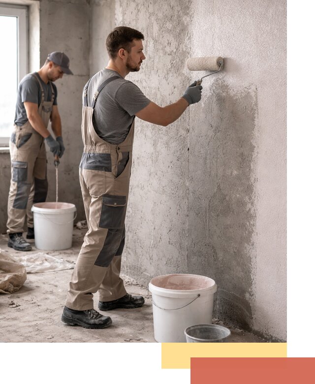 Нанесение бетоноконтакта на стены в Сургуте для последующей отделки