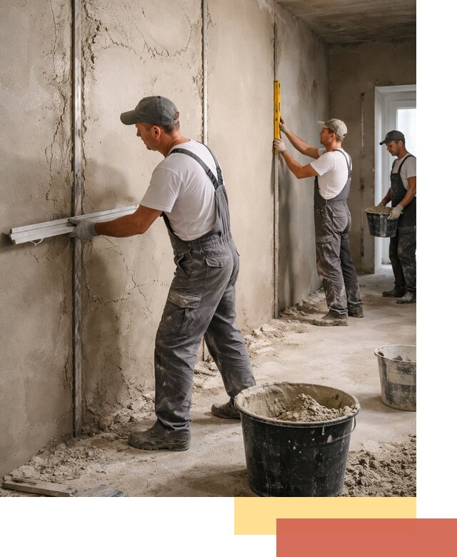 Штукатурка стен по маякам в Сургуте — точная и ровная поверхность