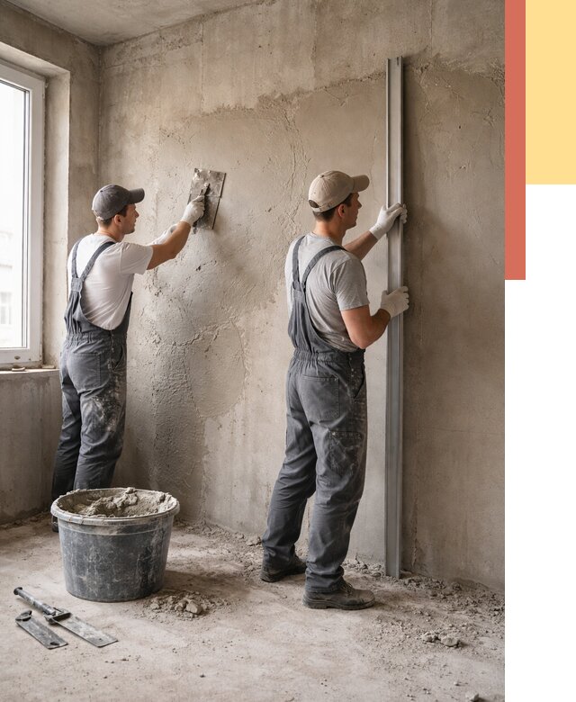 Штукатурка бетонных стен в Сургуте от 4600 руб/м² — качественно и быстро | ОТДЕЛОЧНИК-Срг