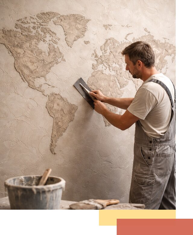 Декоративная штукатурка «Карта мира» под ключ в Сургуте