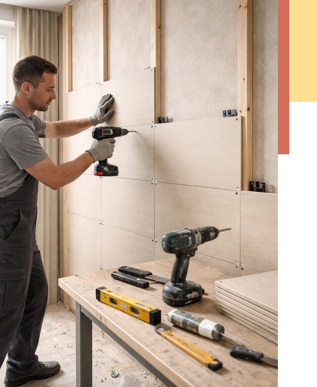 Монтаж МДФ панелей на стены в Сургуте от 1278 руб. под ключ | ОТДЕЛОЧНИК-Срг