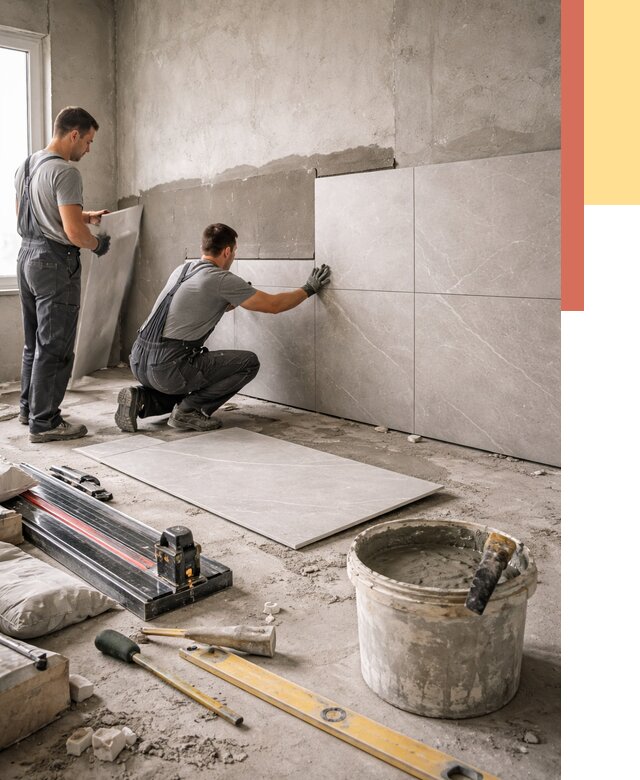 Облицовка стен керамогранитом в Сургуте от 4293 руб./м² — услуги под ключ | ОТДЕЛОЧНИК-Срг