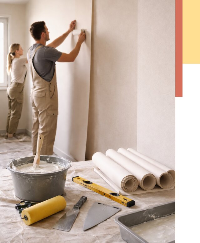 Поклейка бумажных обоев в Сургуте от 5622 руб./м2 — быстро и недорого | ОТДЕЛОЧНИК-Срг