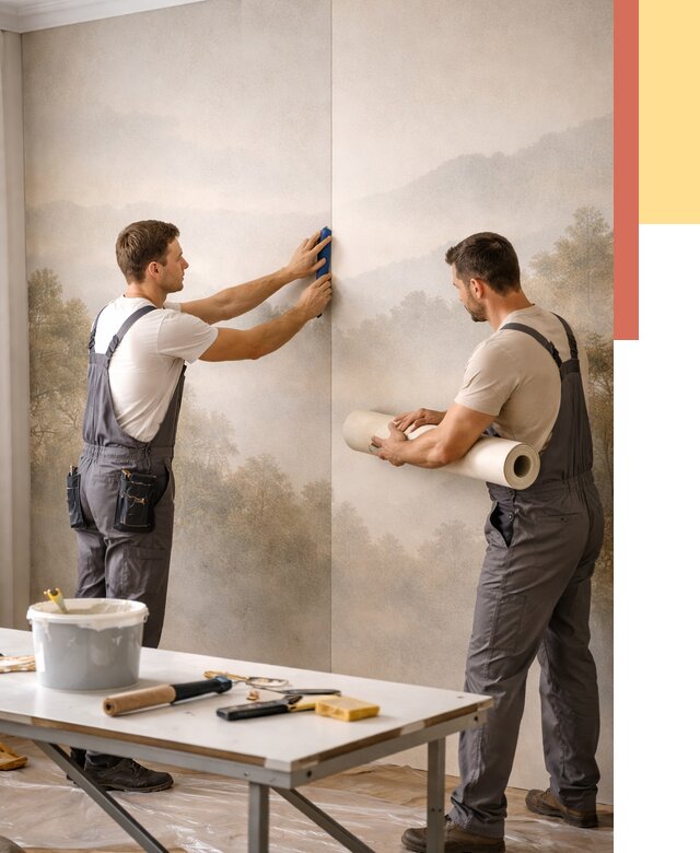 Поклейка фотообоев в Сургуте от 8689 руб/м² — быстро и недорого | ОТДЕЛОЧНИК-Срг