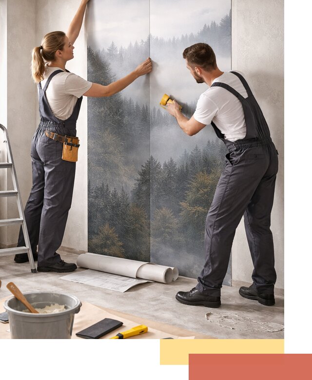 Поклейка фотообоев профессионально в Сургуте под ключ