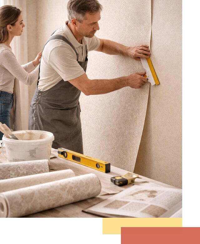 Поклейка обоев с подбором рисунка в Сургуте