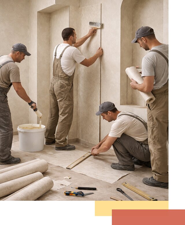 Поклейка обоев на сложные стены и неровные поверхности в Сургуте