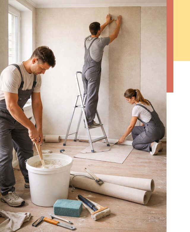 Оклейка стен обоями в Сургуте от 3578 руб/м2 — быстро и недорого | ОТДЕЛОЧНИК-Срг