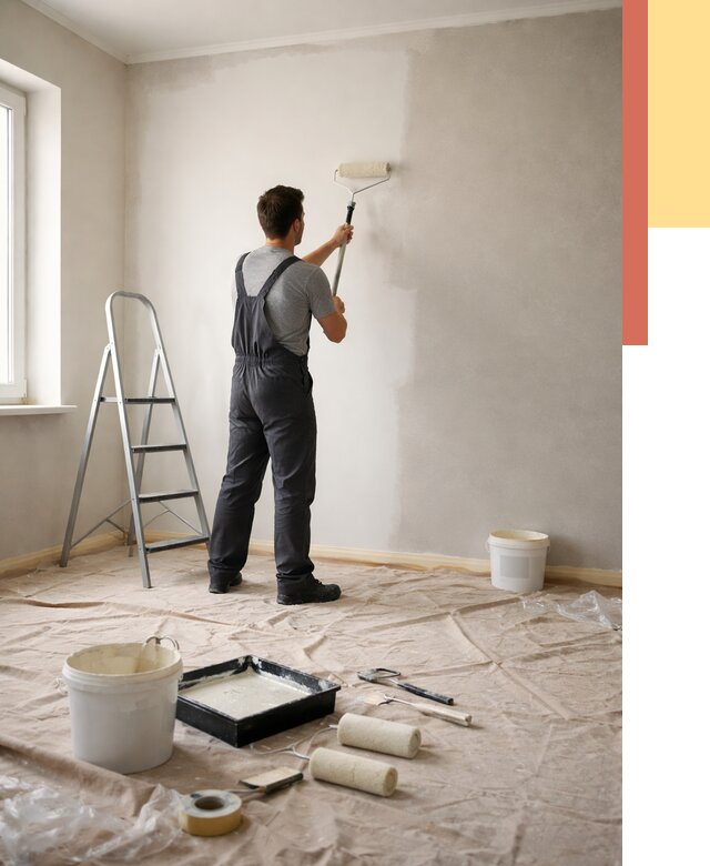 Покраска стен моющейся краской в Сургуте от 358 руб./м² — быстро и недорого | ОТДЕЛОЧНИК-Срг