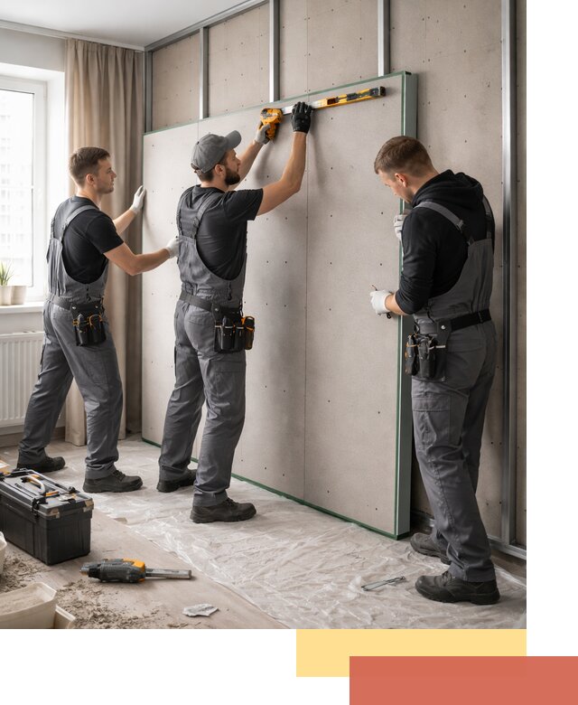 Шумоизоляция стен панелями ЗИПС в Сургуте для жилых и коммерческих помещений