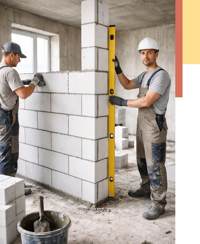 Кладка перегородок из пеноблока в Сургуте от 1840 руб. под ключ | ОТДЕЛОЧНИК-Срг