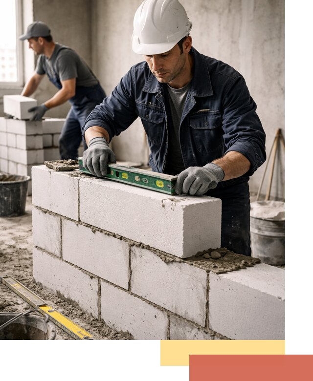 Кладка перегородок из пеноблока под ключ в Сургуте