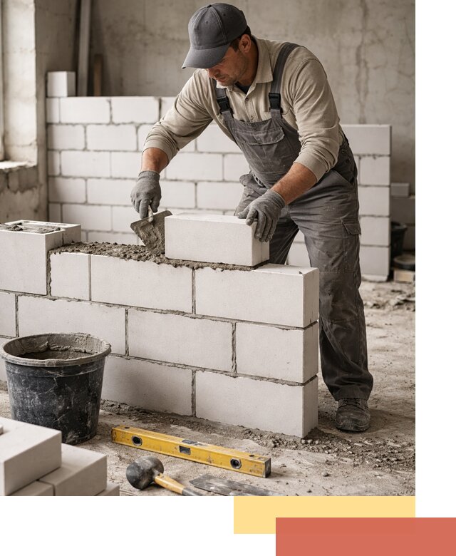 Кладка перегородок из силикатного блока в Сургуте