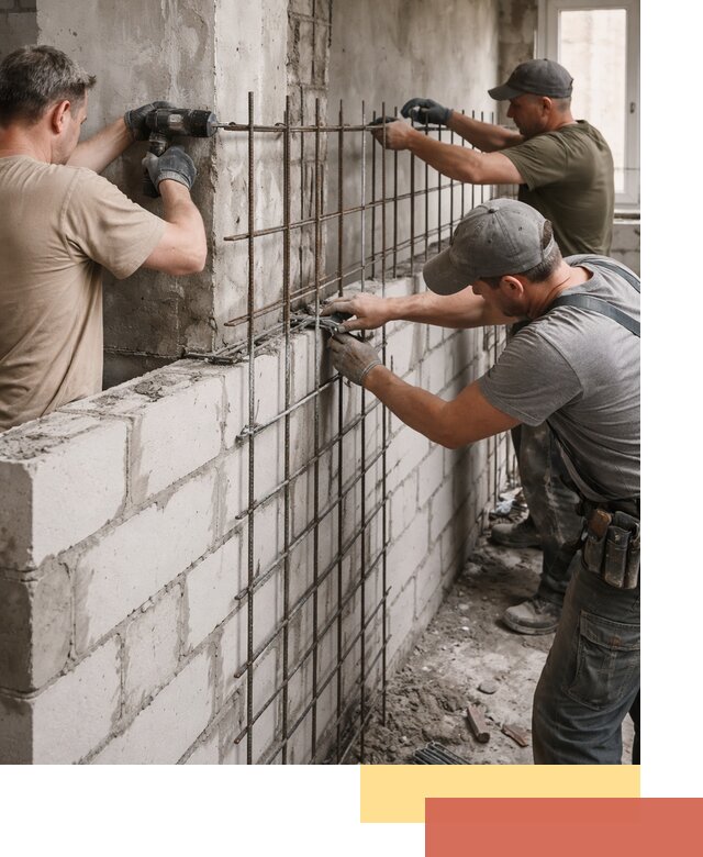 Армирование кладки перегородок в Сургуте профессионально и надёжно