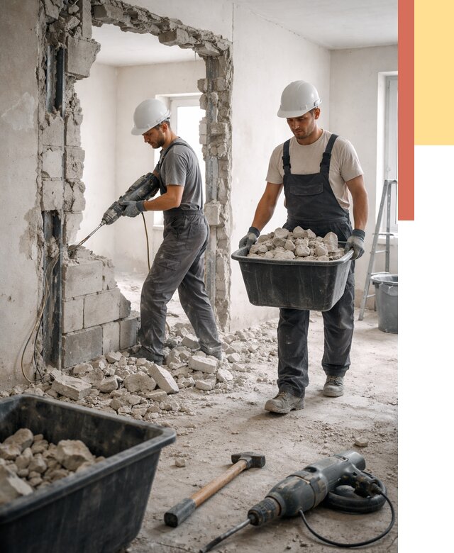 Демонтаж блоковых перегородок в Сургуте от 3833 руб. — быстро и недорого | ОТДЕЛОЧНИК-Срг