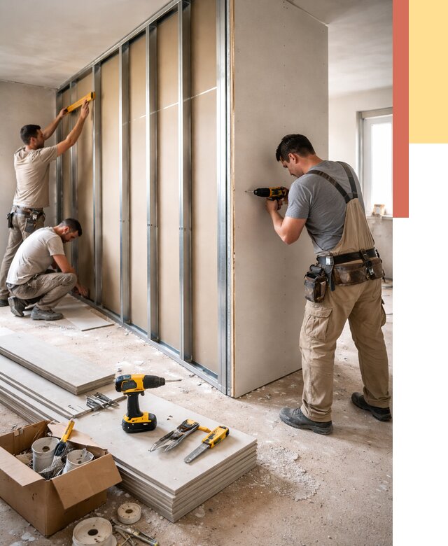 Монтаж однослойной перегородки из гипсокартона в Сургуте от 664 руб. | ОТДЕЛОЧНИК-Срг