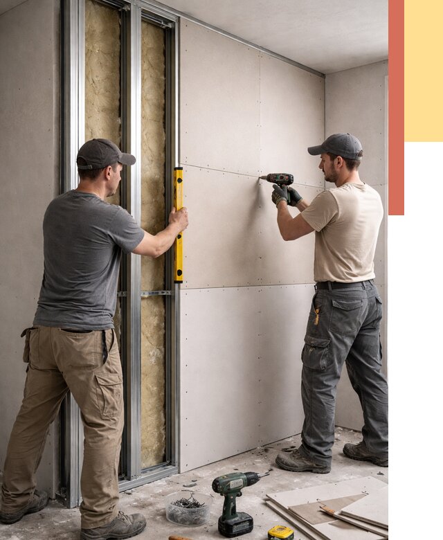 Монтаж двухслойной перегородки из гипсокартона в Сургуте от 1482 руб. | ОТДЕЛОЧНИК-Срг