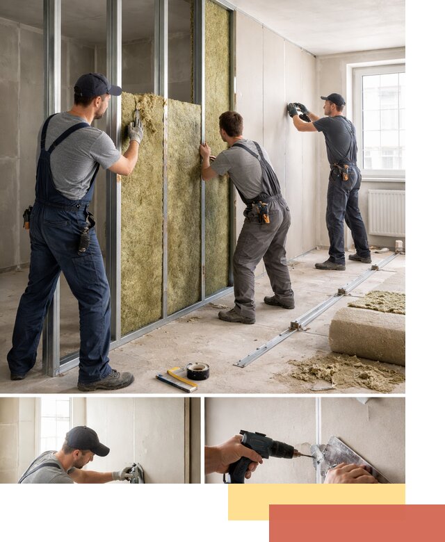 Перегородка из гипсокартона с шумоизоляцией в Сургуте — монтаж под ключ