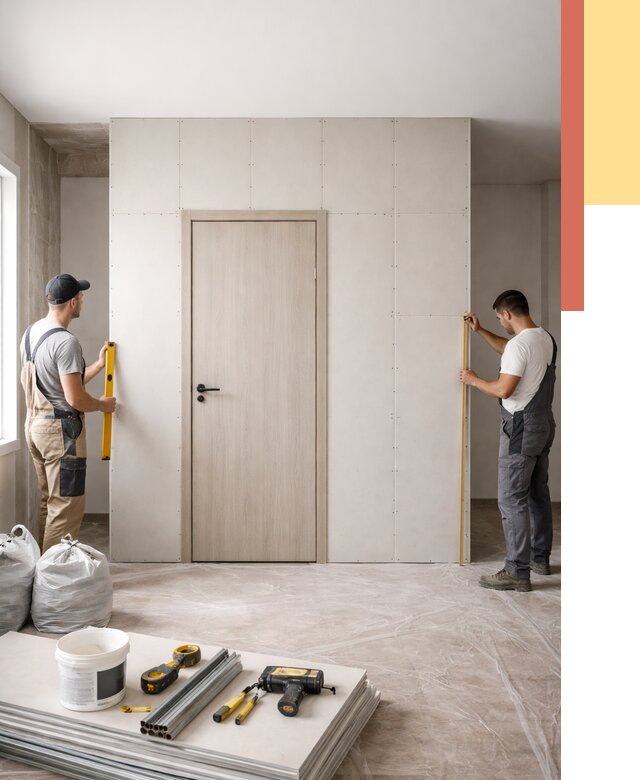 Перегородка из гипсокартона с дверью в Сургуте от 4600 руб. под ключ | ОТДЕЛОЧНИК-Срг