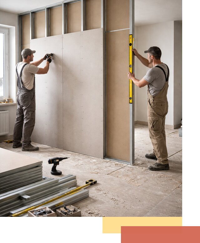 Зонирующая перегородка из гипсокартона под ключ в Сургуте