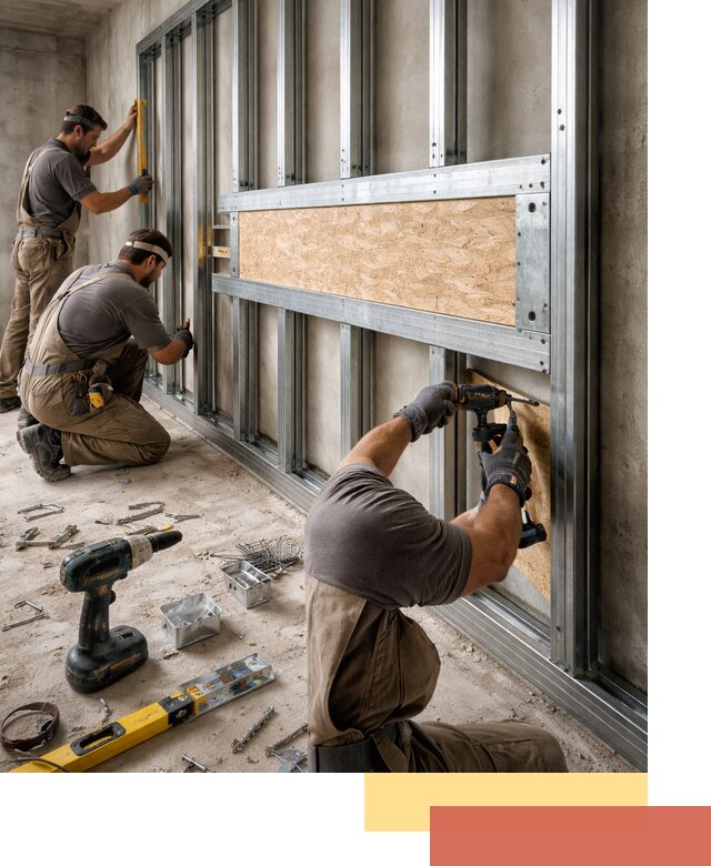 Усиленная перегородка для крепления тяжёлых конструкций в Сургуте