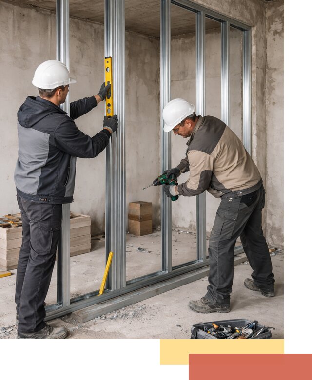 Монтаж каркаса перегородки из профиля в Сургуте