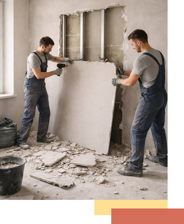 Демонтаж перегородки из гипсокартона в Сургуте быстрый и аккуратный