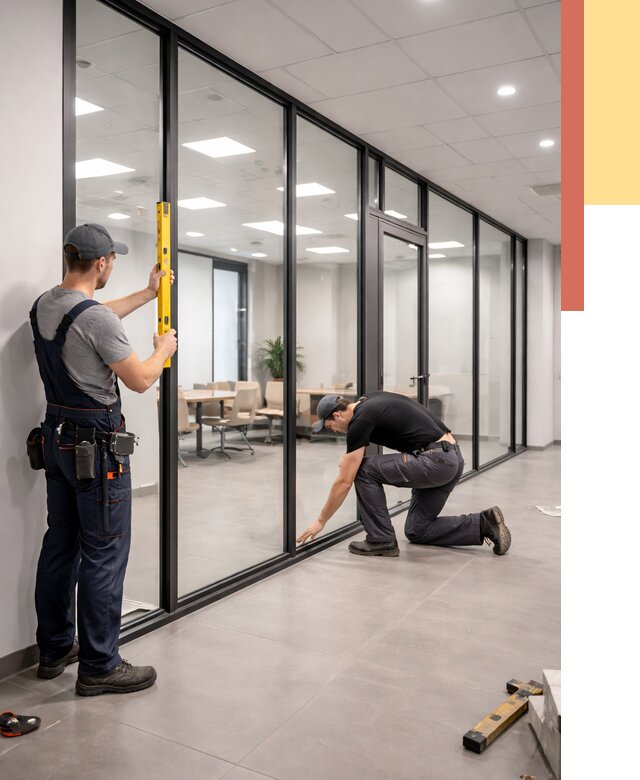 Каркасные стеклянные перегородки в Сургуте под ключ от 9404 руб. | ОТДЕЛОЧНИК-Срг