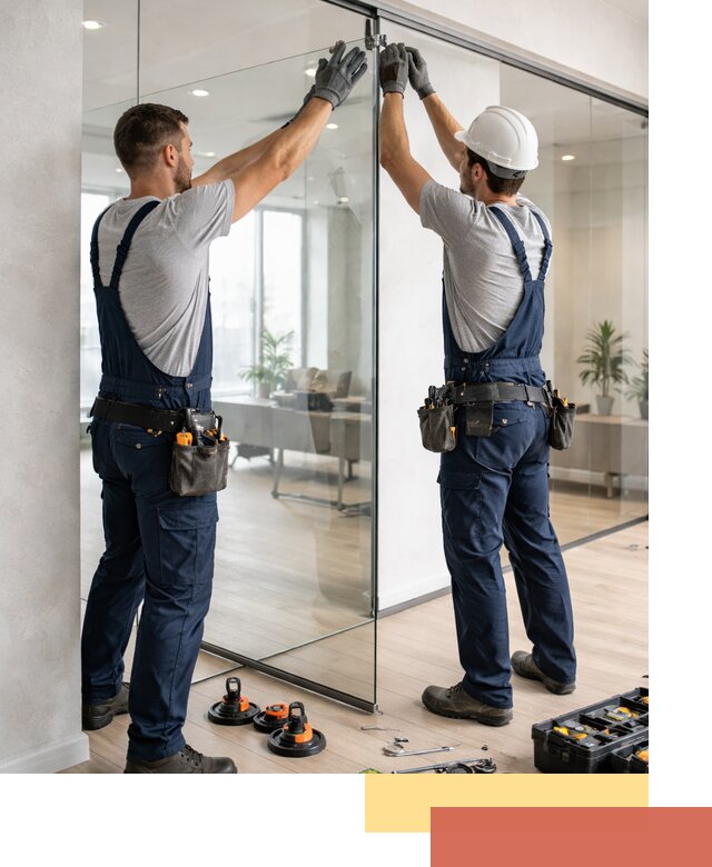 Безрамные стеклянные перегородки под ключ в Сургуте