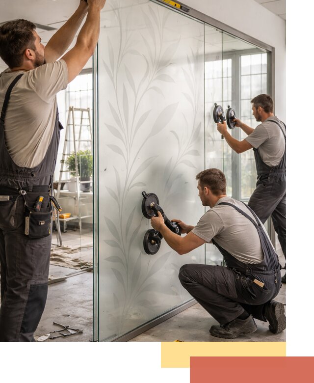 Стеклянные перегородки с рисунком на заказ в Сургуте