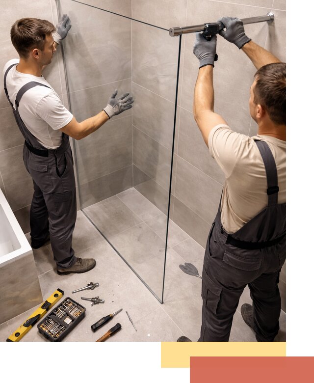 Стеклянные перегородки для душа в Сургуте — изготовление и монтаж