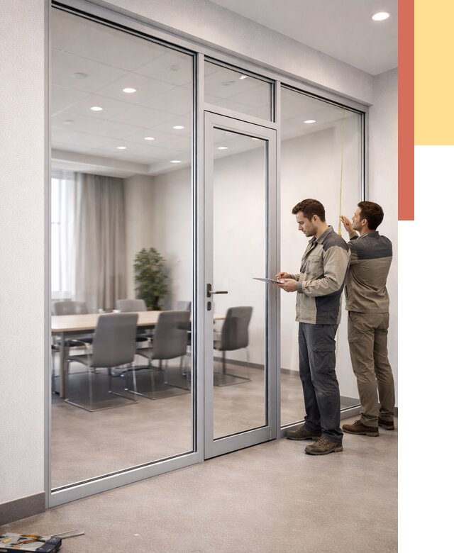 Установка и монтаж алюминиевых перегородок со стеклом в Сургуте от 8382 руб. | ОТДЕЛОЧНИК-Срг