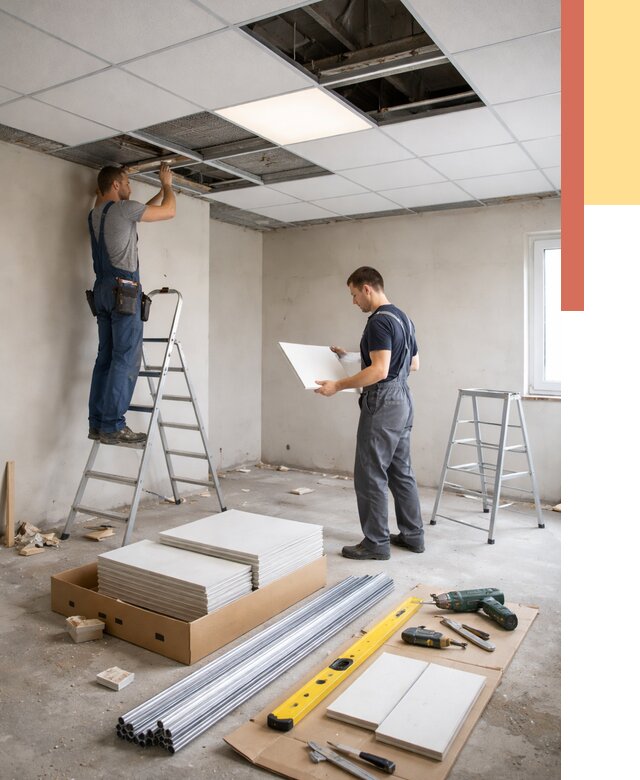 Монтаж потолка армстронг в Сургуте от 4600 руб/м2 — быстрая установка под ключ | ОТДЕЛОЧНИК-Срг