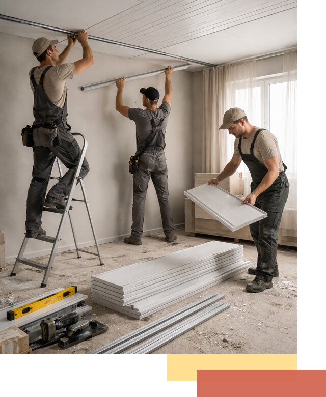 Монтаж потолка из ПВХ панелей в Сургуте оперативно и качественно