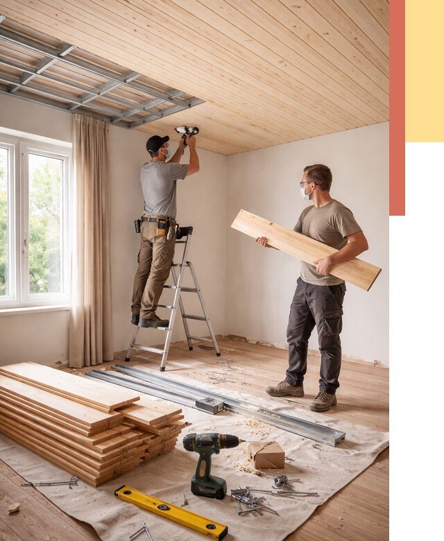 Монтаж потолка из вагонки в Сургуте от 6644 руб. | Быстро и недорого — ОТДЕЛОЧНИК-Срг