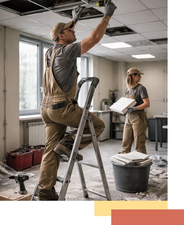 Ремонт потолка Армстронг и замена плит в Сургуте