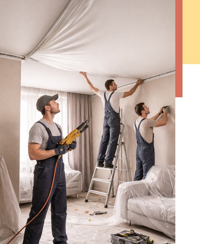 Установка натяжного потолка в Сургуте от 4600 руб. | Быстро и недорого — ОТДЕЛОЧНИК-Срг