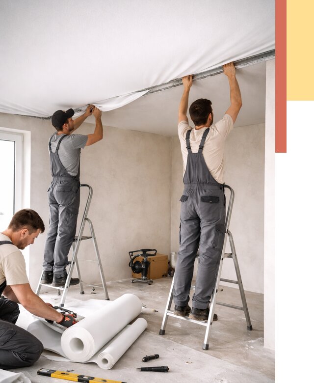 Монтаж тканевого натяжного потолка в Сургуте от 3578 руб. под ключ | ОТДЕЛОЧНИК-Срг