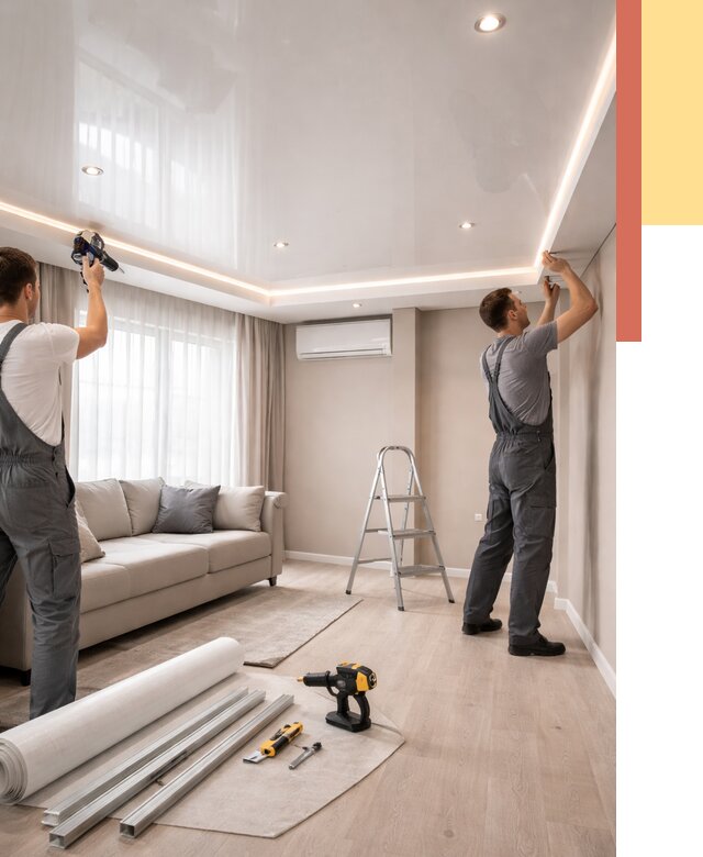 Монтаж глянцевого натяжного потолка в Сургуте от 767 руб. под ключ | ОТДЕЛОЧНИК-Срг