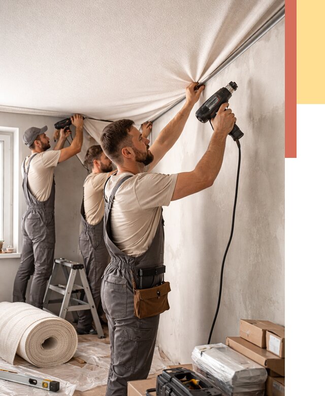 Монтаж фактурного натяжного потолка в Сургуте от 767 руб. — ОТДЕЛОЧНИК-Срг