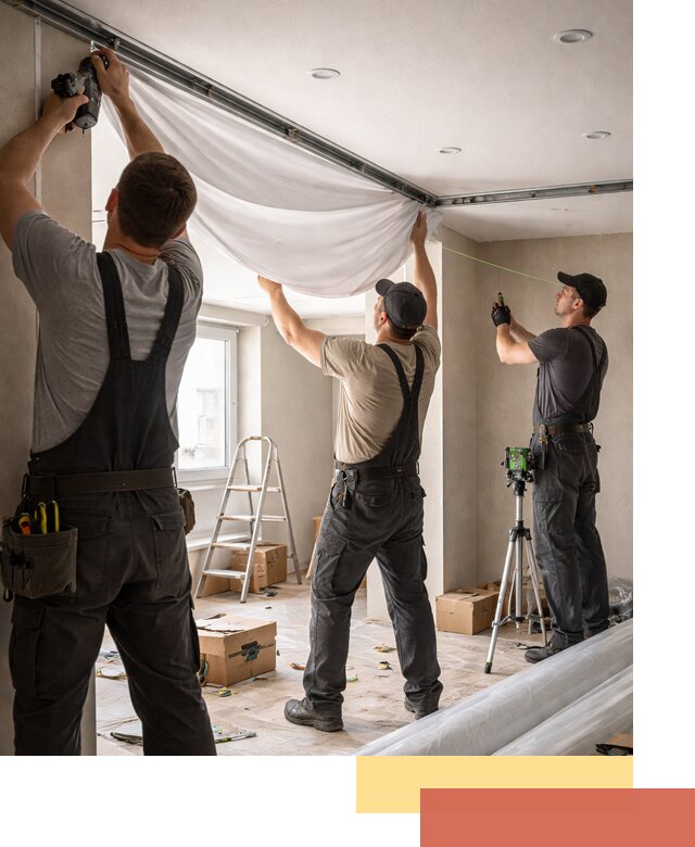 Монтаж парящего натяжного потолка под ключ в Сургуте